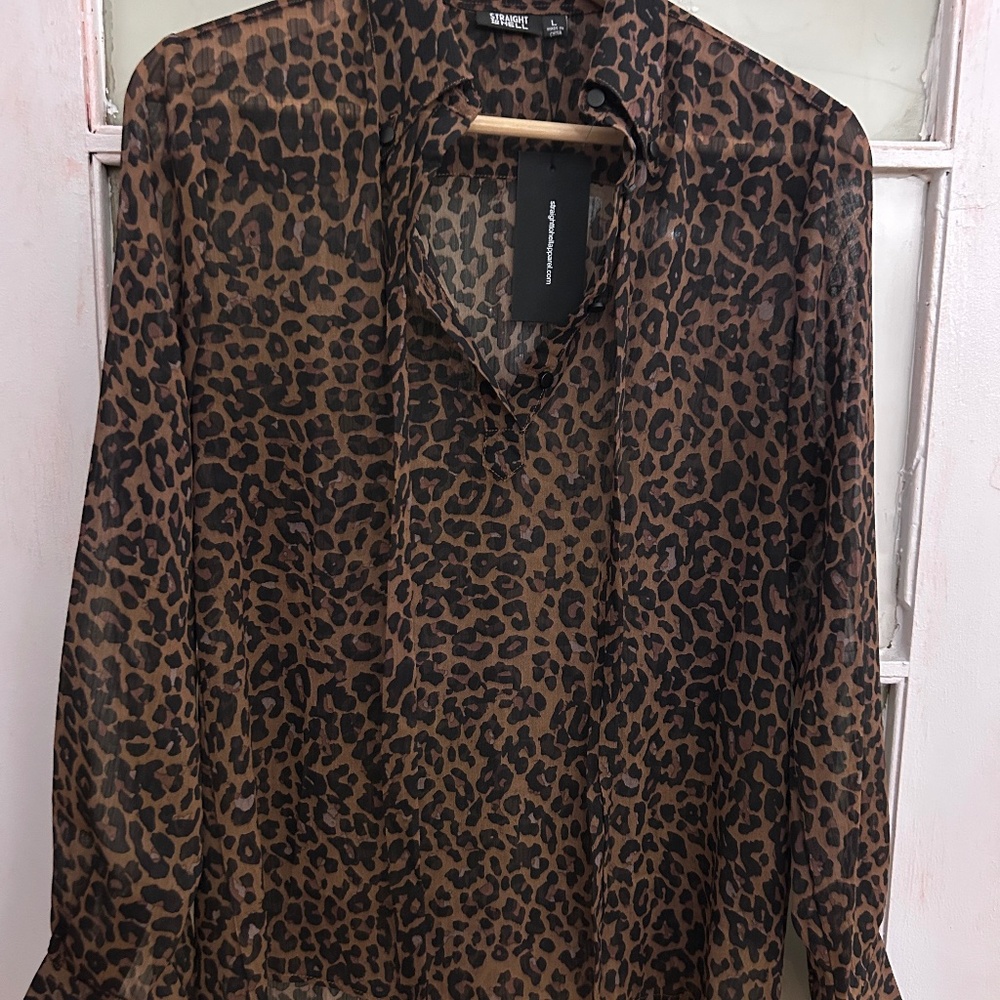 NWT Straight to Hell Leopard Print Top Size L